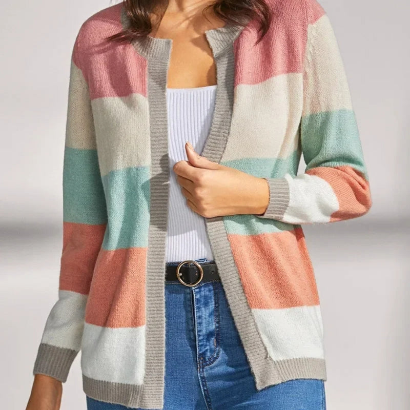 Annabelle – Lange Mouw Cardigan met Knoopsluiting en Ronde Halslijn