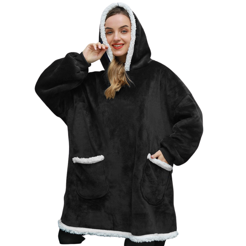 Sophie – Oversized Deken met Capuchon, Lange Mouwen en Zakken