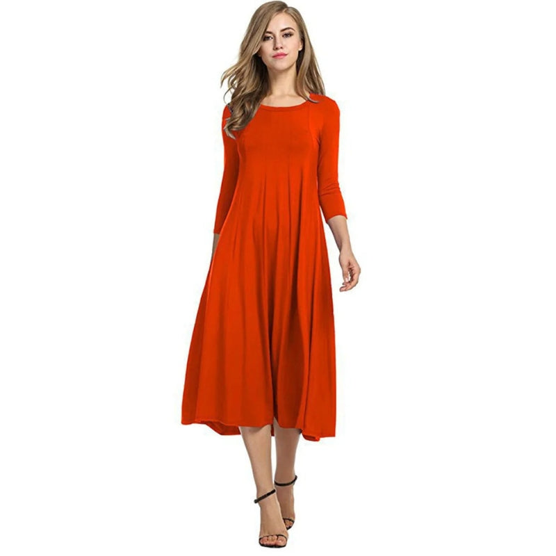 Chloe - Elegante maxi jurk met korte mouwen en ronde hals