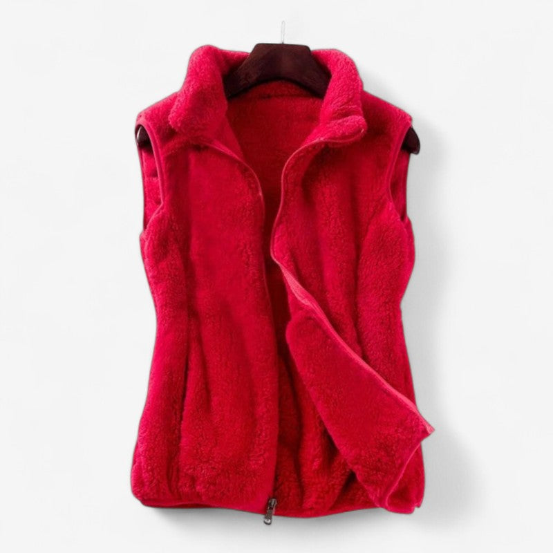 Lindan - Mouwloos Vest met Opstaande Kraag en Ritssluiting