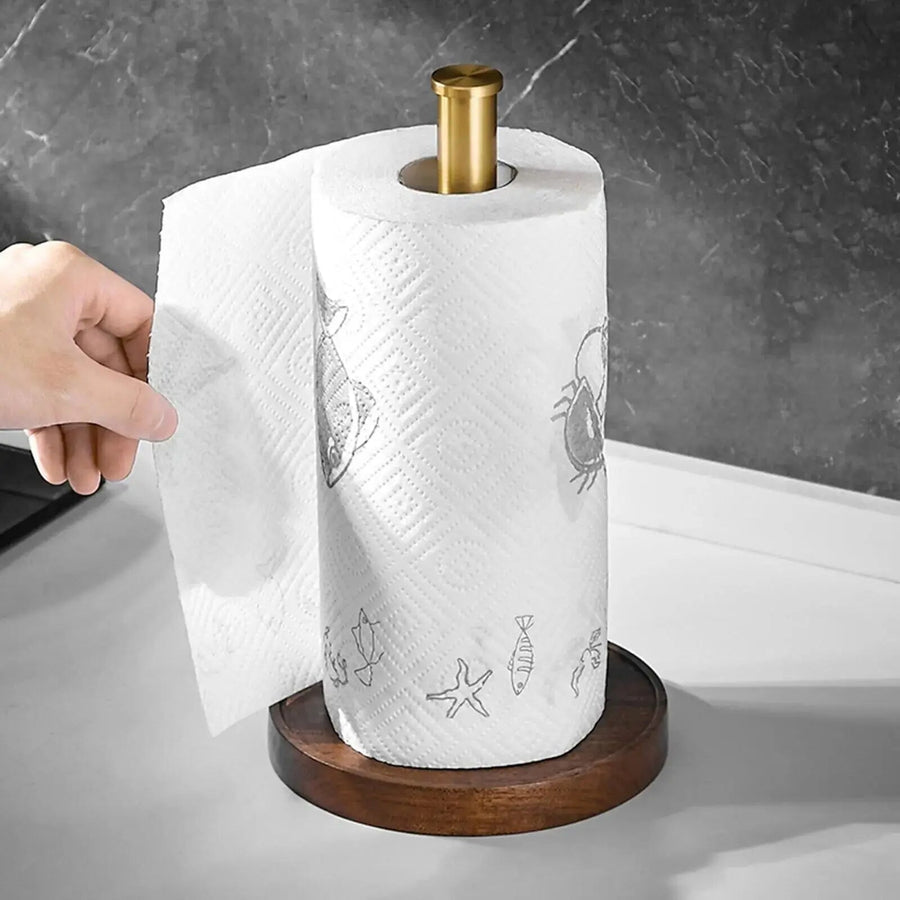 LuxRoll - Eleganter Papierhandtuchhalter aus Messing mit rutschfestem Sockel