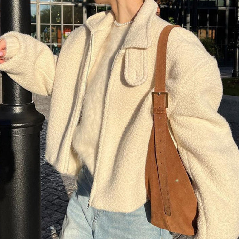 Hailey – Jas met Lange Mouwen Kraag naar beneden en Ritssluiting aan de Voorzijde