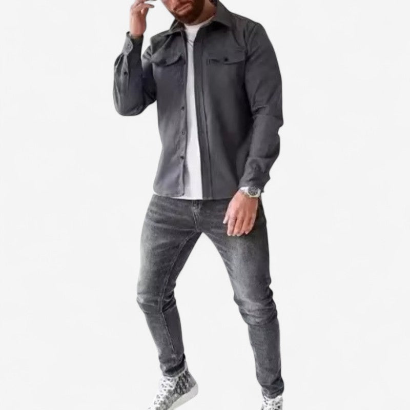 Mark – Lange Mouw Overhemd met Kraag naar beneden en Knopen