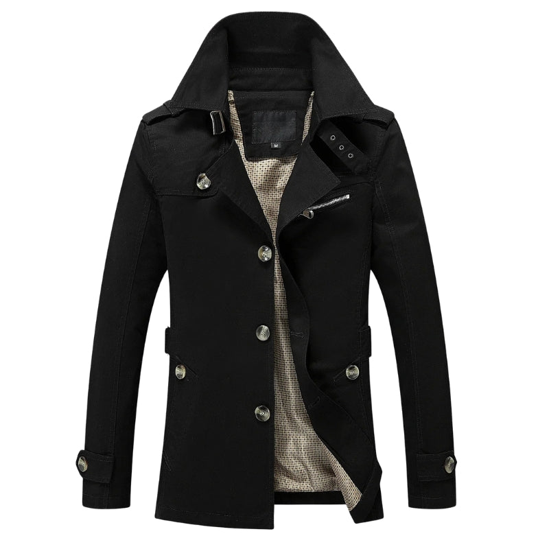 Easton - Lange trenchcoat met knoopsluiting en meerdere zakken