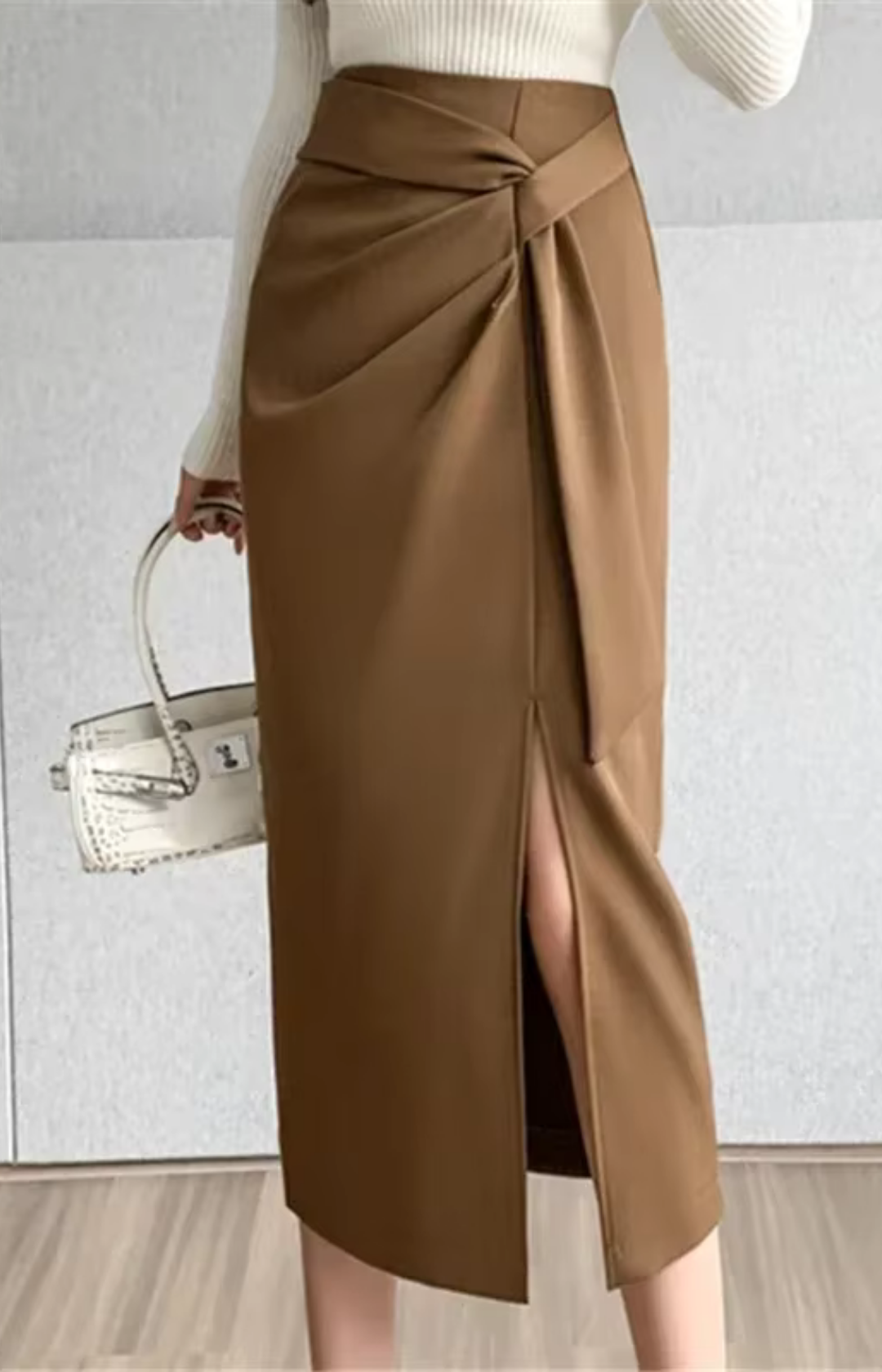 Isabella – Midi-rok met hoge taille en wikkelvoorkant