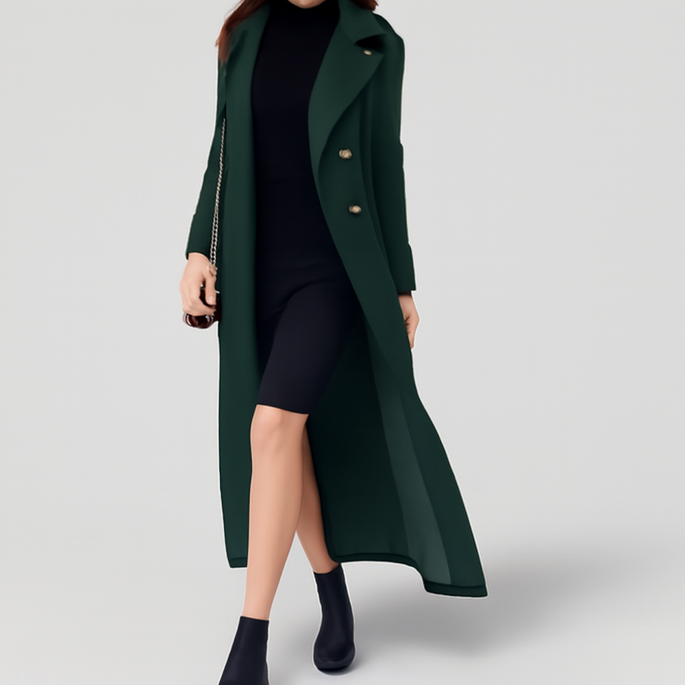 Ciarah – Lange Wollen Jas met Reverskraag