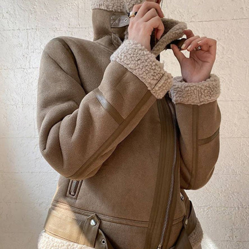 Gloria - Lange Mouw Jas met Reverskraag, Tailleceintuur en Riem bij de Hals