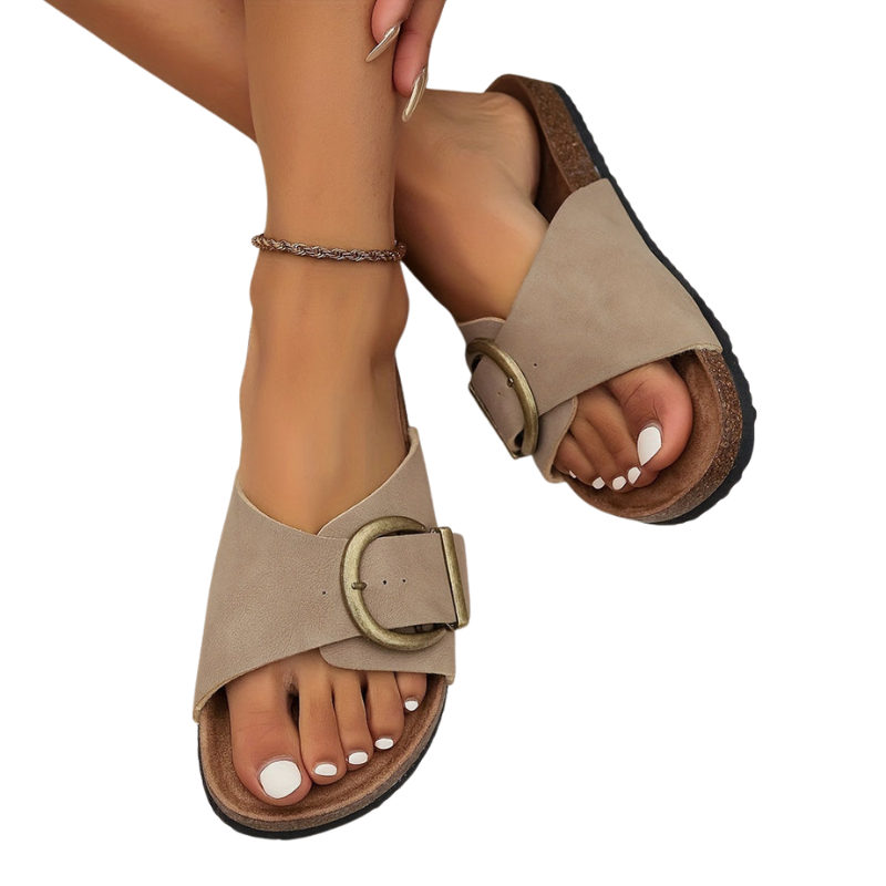 Mira – Dames Platte Slippers met Verstelbare Gespriem