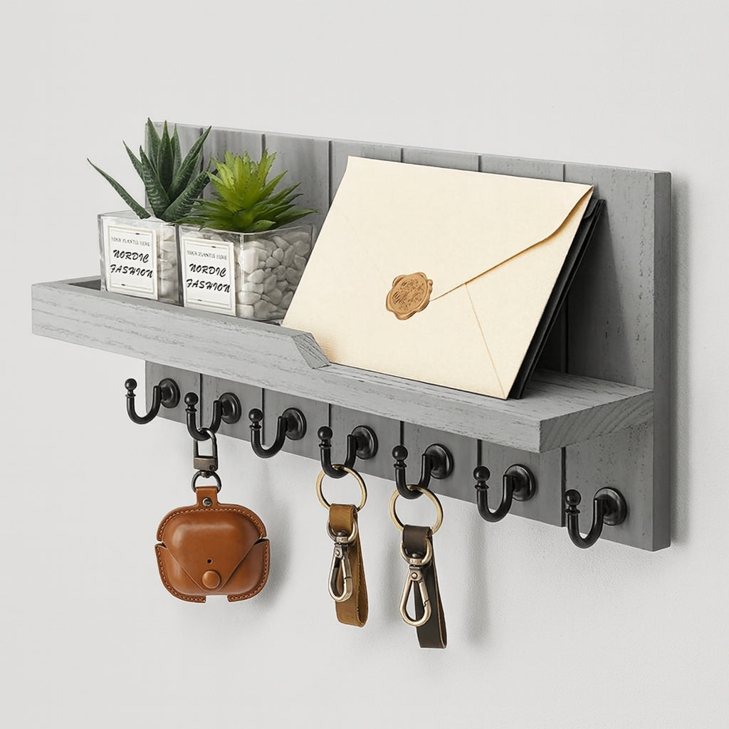 EntryMate – Sleutelhouder met Plank en 7 Haakjes