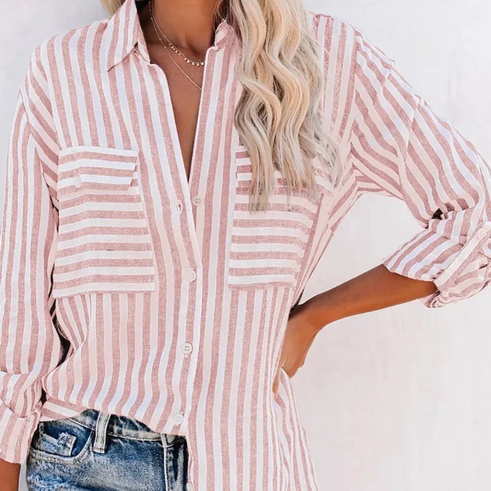 Sable - Elegant overhemd met lange mouwen knoopsluiting en praktische zakken