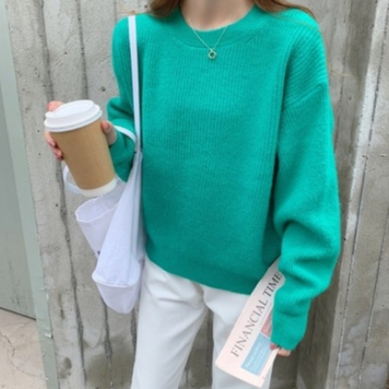 Maya – Oversized Trui met Lange Mouwen en Ronde Hals