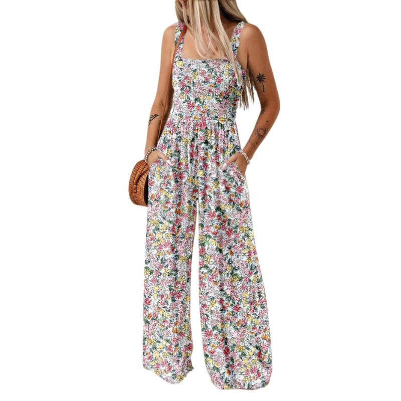 Lily - Moderne jumpsuit met vierkante halslijn en bloemenprint
