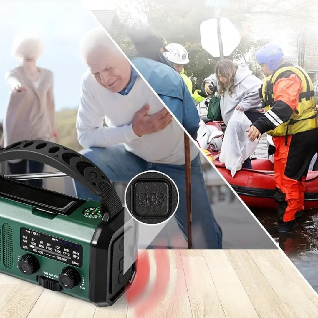 SurvivorPro - 10.000mAh noodradio met zonne-energie en handmatig opladen