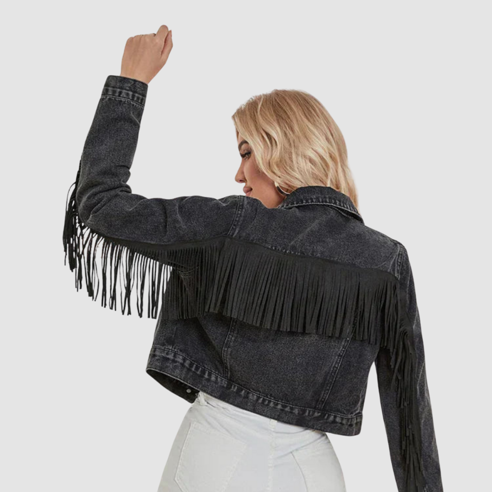 Aria – Lange Denimjas met Zakjes