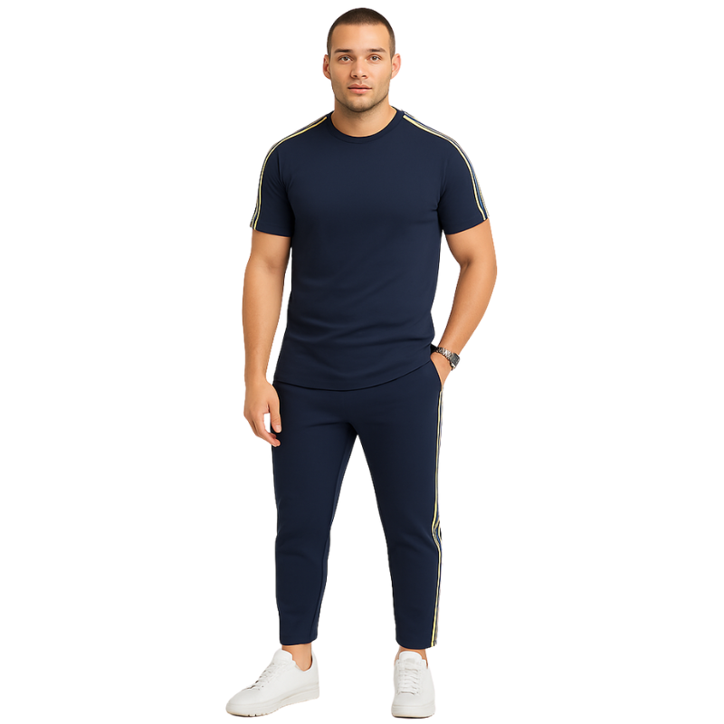 Steven – Losvallende 2-delige Set met T-shirt en Broek met Zijstreep en Zakken
