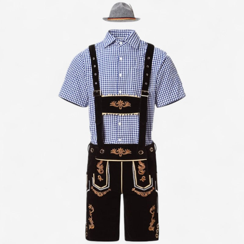 Bravo – Oktoberfest Lederhosen Kostuum met Overhemd en Bretellen