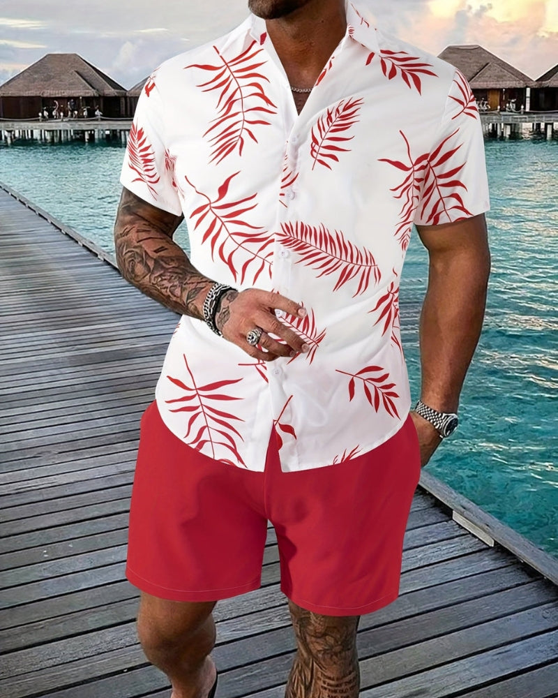 Logan – Stijlvolle tweedelige set met gebloemd overhemd en comfortabele shorts