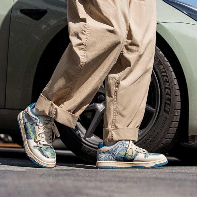 Paul – Sneakers met bedrukte platte zool en ronde teen