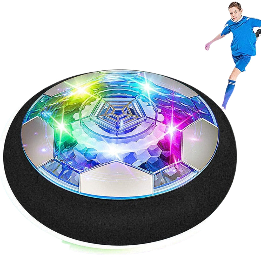 GlideGoal – Indoor zweefvoetbalschijf met glijdende basis en LED verlichting