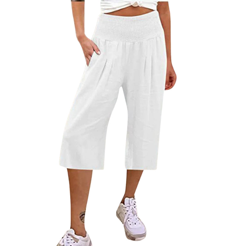 Emily - Hoge Taille Shorts met Zakjes en Wijde Pijpen