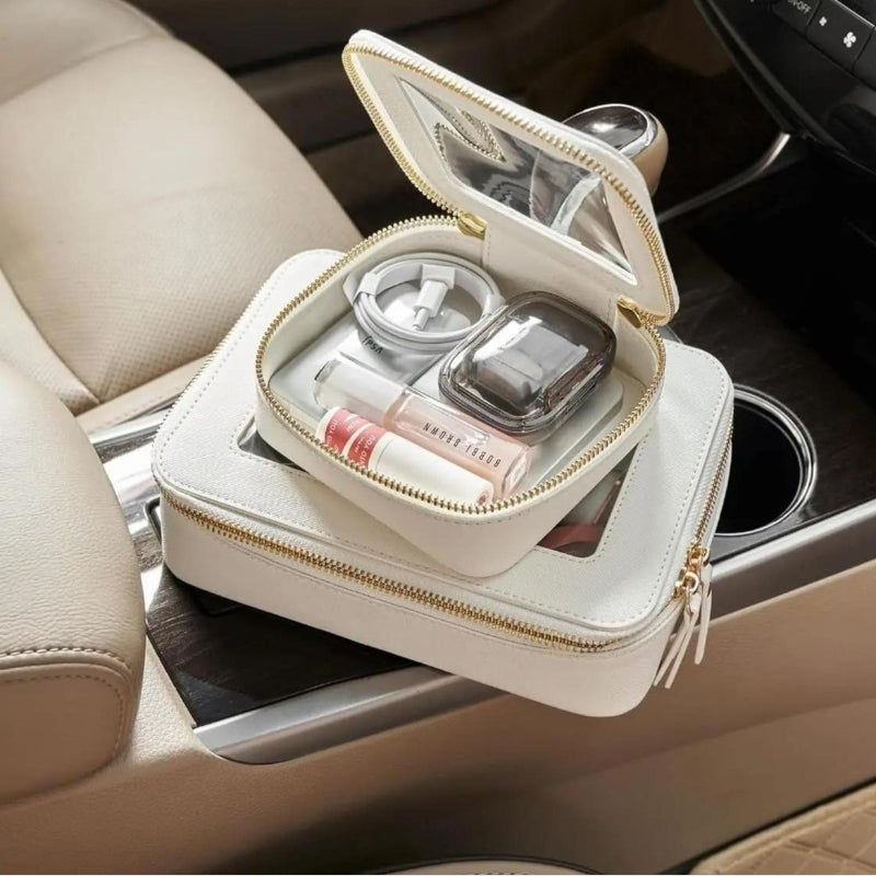 Lila – Mini vierkante make uptas met veilige ritssluiting