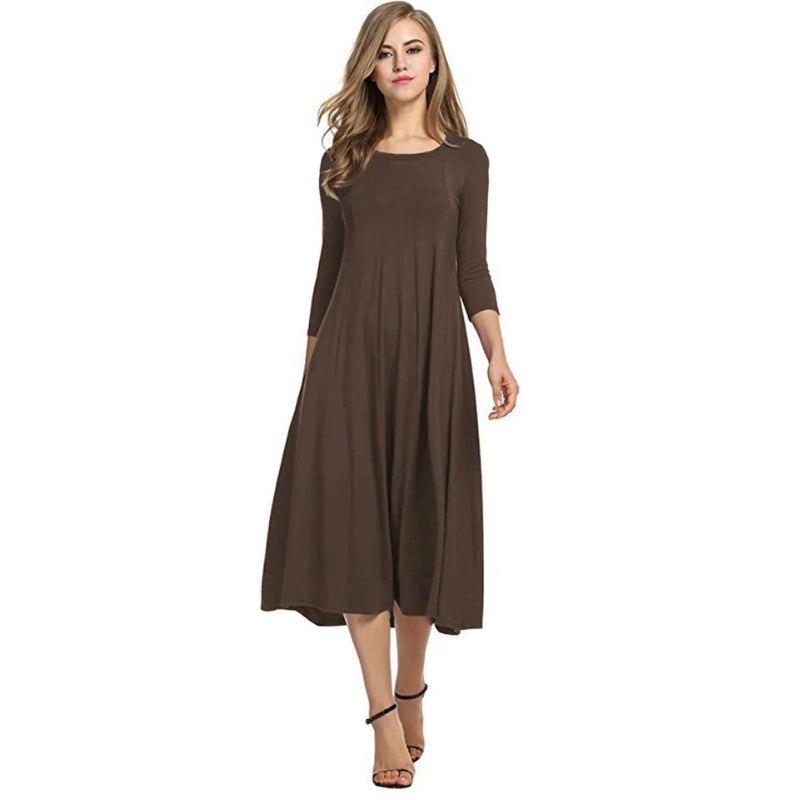 Chloe - Elegante maxi jurk met korte mouwen en ronde hals