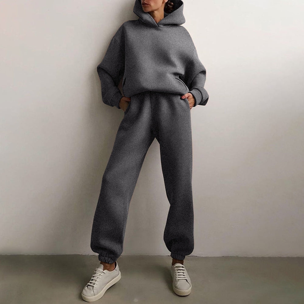Tessa – Elegante trainingspakset met lange mouwen hoodie en elastische taillebroek