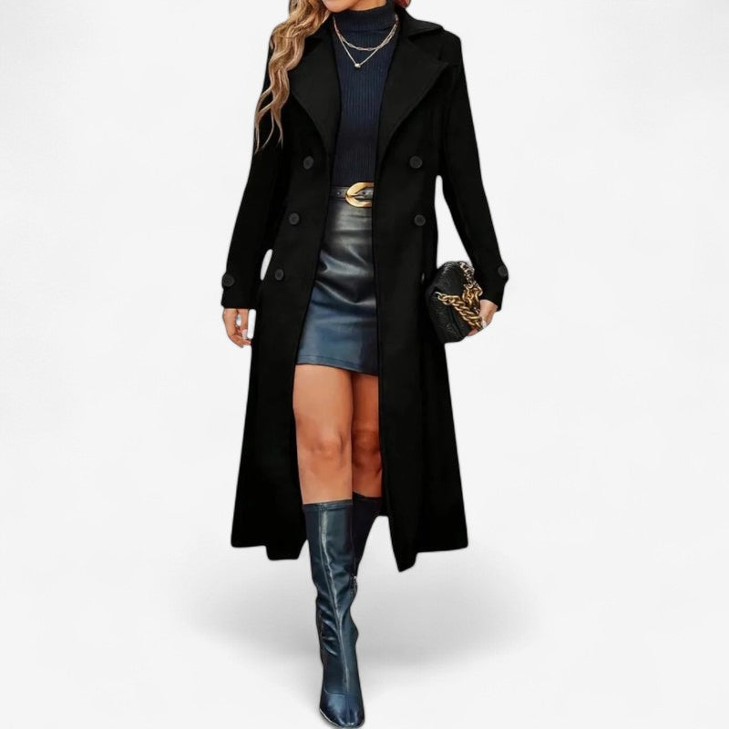 Elara – Dubbelgeknoopte jas met lange mouwen