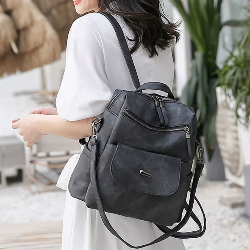 Anna – Rugzak met Meerdere Ritssluitingsvakken en Verstelbare Bandjes