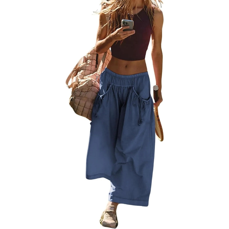 Lana – Relaxte wijde broek met trekkoord in de taille en steekzakken aan de zijkant