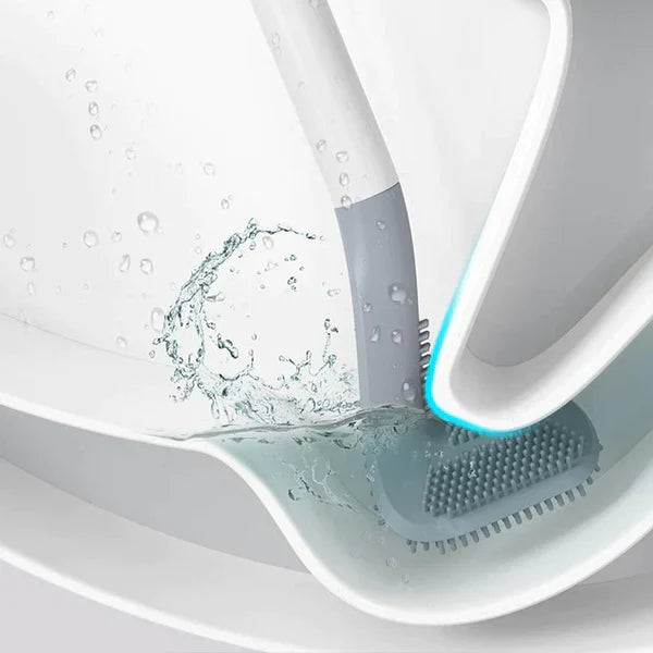 HygieneSwipe – Flexibele toiletborstel met platte kop en wandhouder voor bacterievrije reiniging