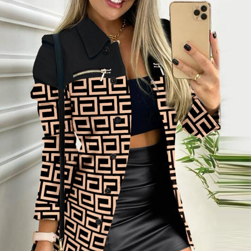 Nora – Lange Mouwen Jas met Knopen en Borstzakken