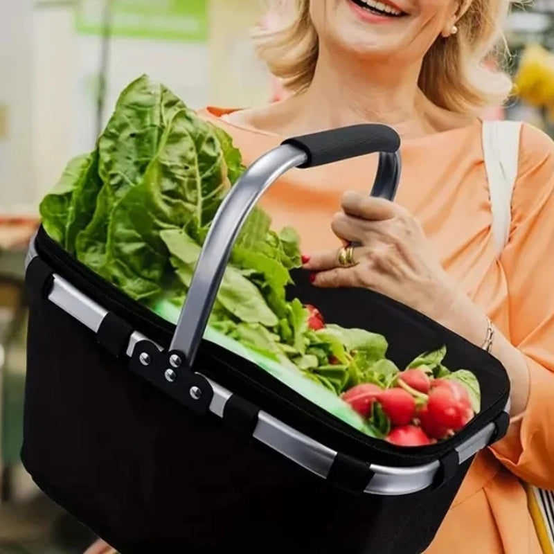 CarryFold – Opvouwbare Mand met Handvat en Ritssluiting