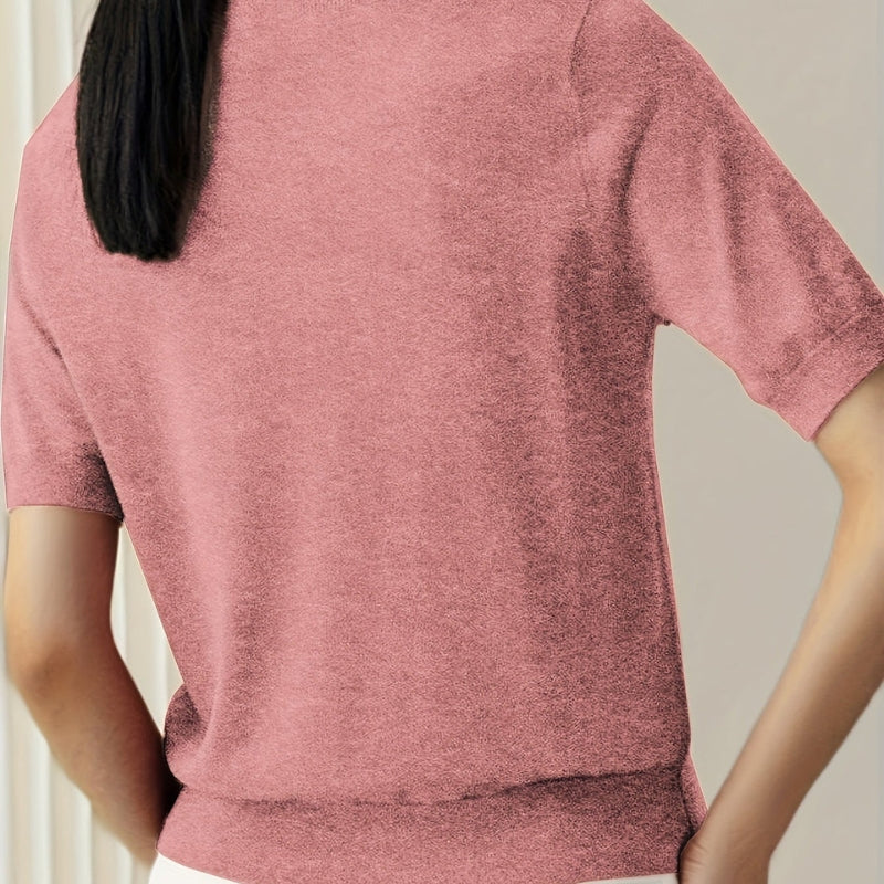 Amara – Overhemd met Korte Mouwen Ronde Hals en Geribde Zoom