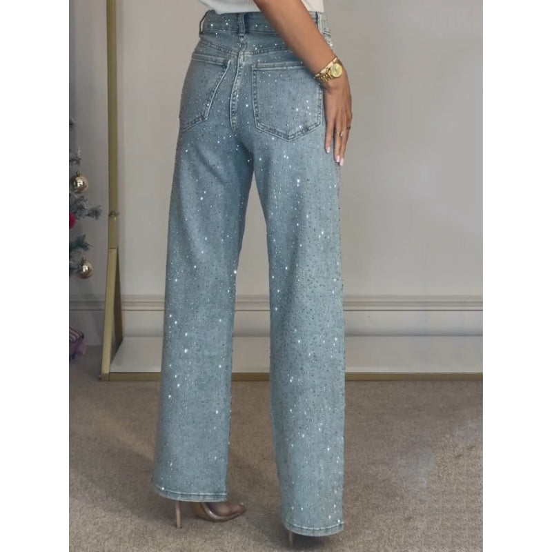 Lina – hoog getailleerde wijde jeans met meerdere zakken en relaxte pasvorm