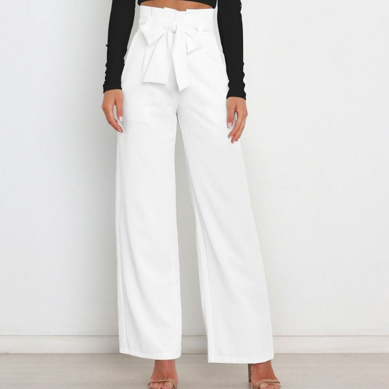 Isla - Chique wijde broek met hoge taille en stijlvolle strik