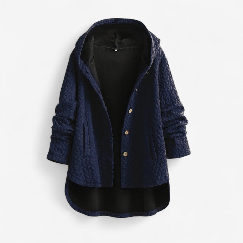 Arlena – Gewatteerde jas met capuchon en knoopsluiting