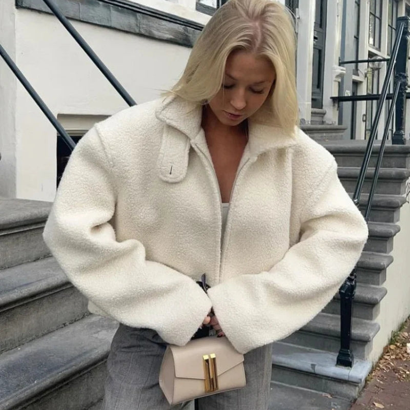 Hailey – Jas met Lange Mouwen Kraag naar beneden en Ritssluiting aan de Voorzijde