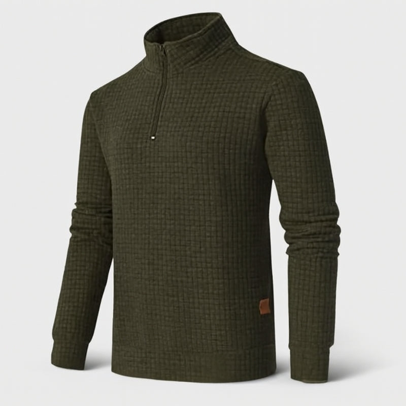 Alexander - Lange Mouwen Trui met Kwart Rits en Slim Fit Design