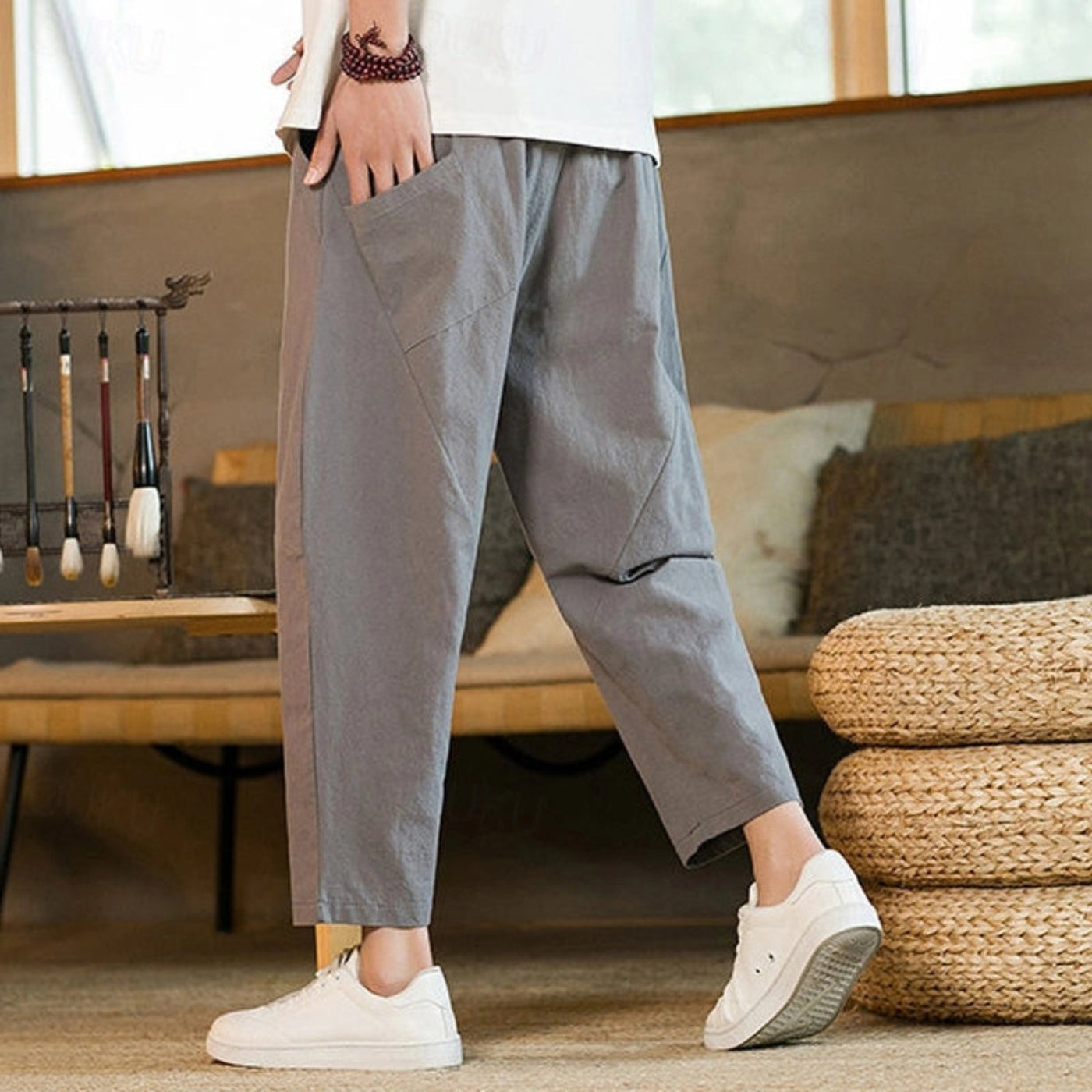 Philip – Wijde Broek met Trekkoord Taille en Meerdere Zakjes