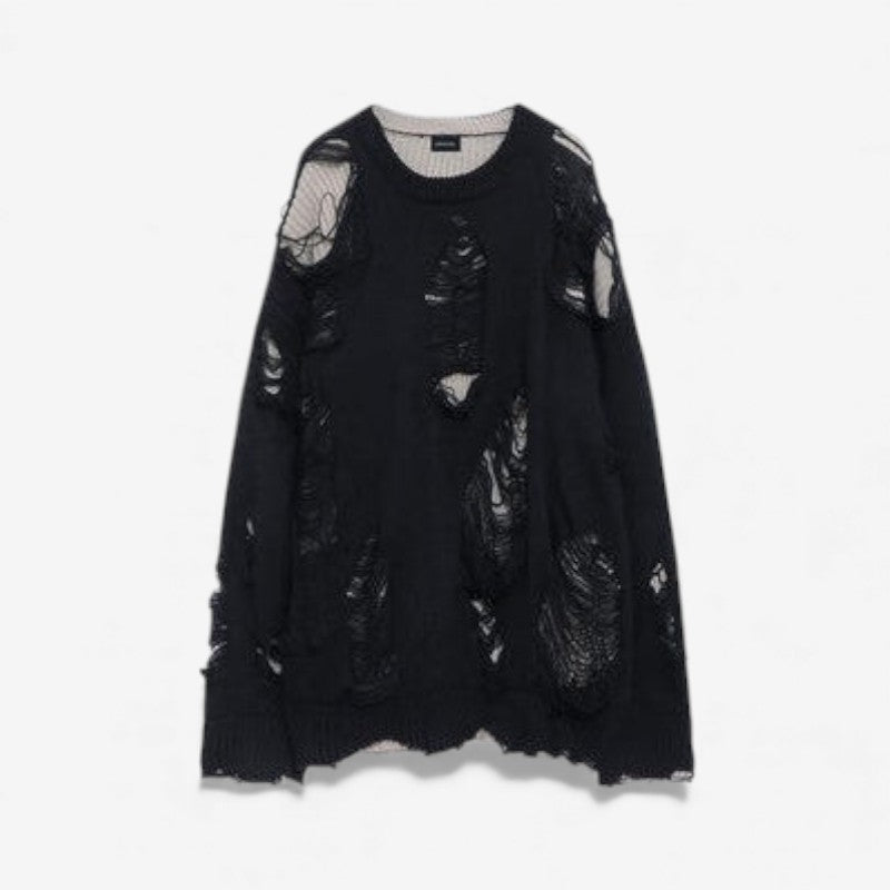 David – Trui met lange mouwen ronde hals en geribd detail