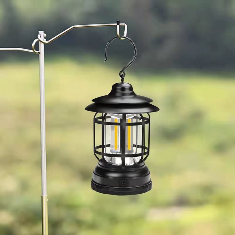 TimberGlow - Vintage-geïnspireerde draagbare kampeerlamp met warme sfeerverlichting