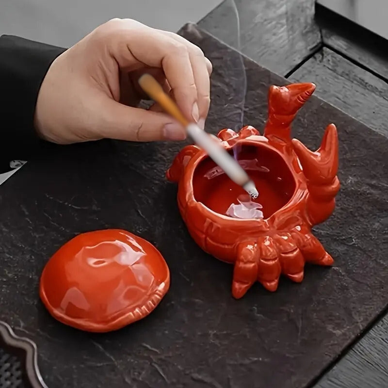 TidyCrab – Krabvormige Keramische Asbak met Deksel