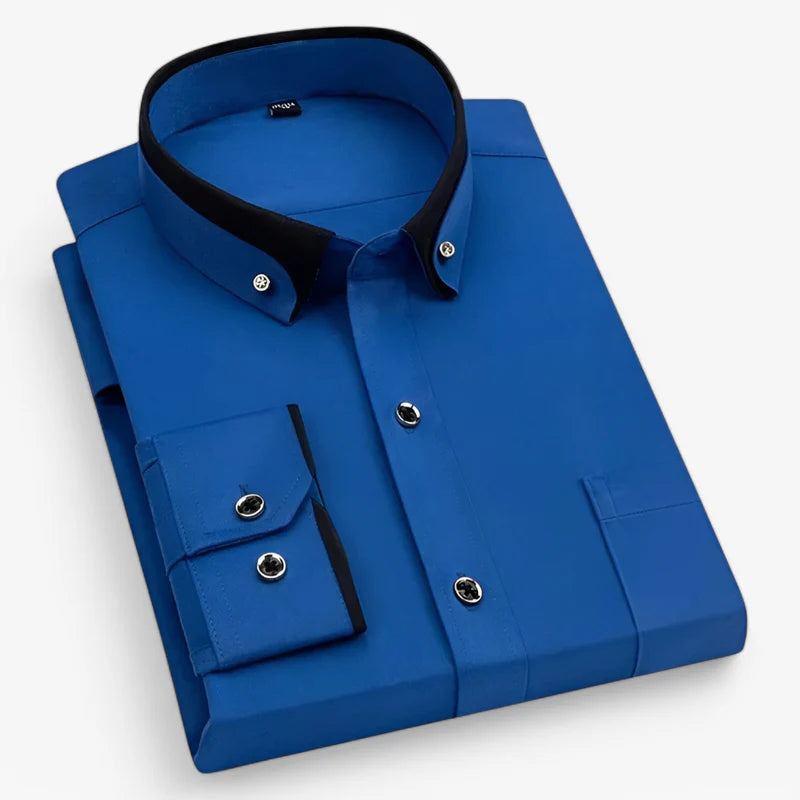 Bruce - Elegant overhemd met lange mouwen knoopsluiting en kraag naar beneden