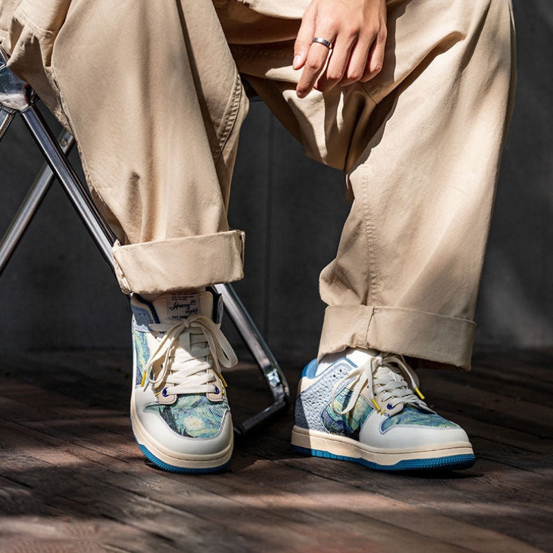 Paul – Sneakers met bedrukte platte zool en ronde teen