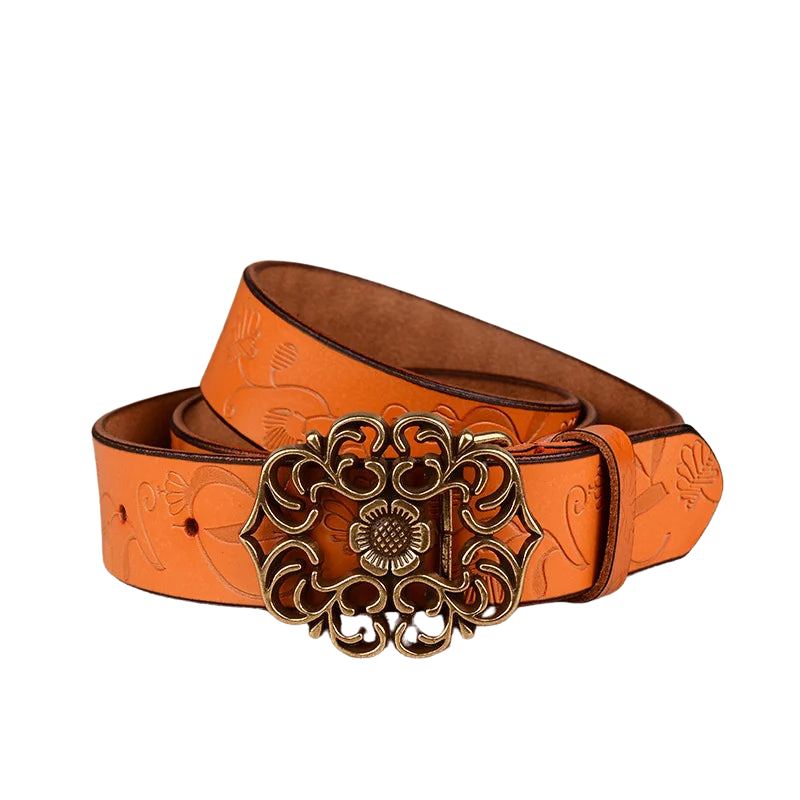 Eliana - Zonnebloemprint riem met vintage gesp