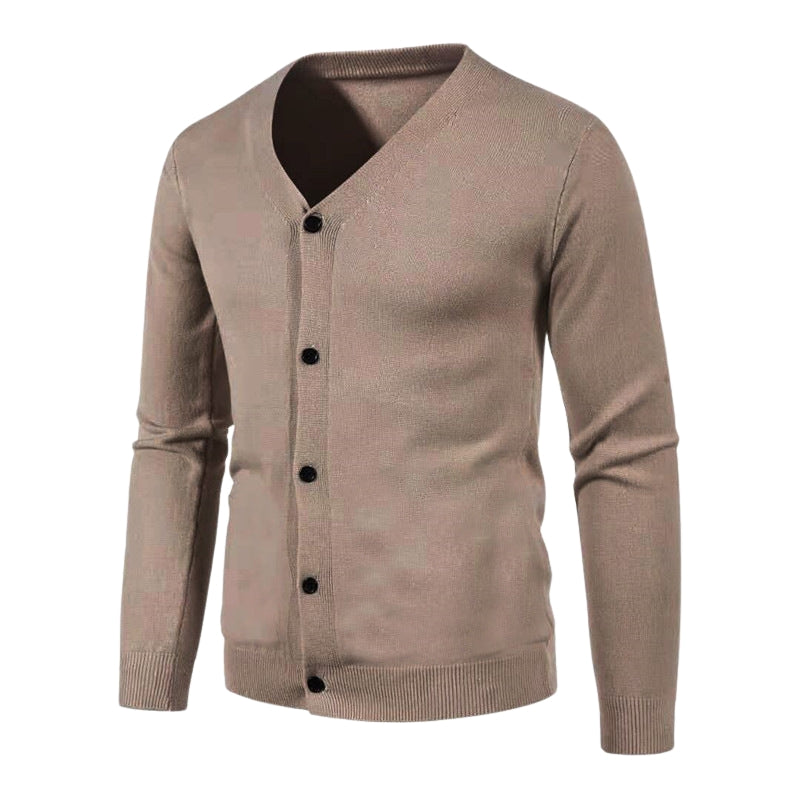 Anthony – Vest met lange mouwen V hals en knoopsluiting