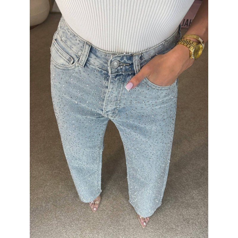 Lina – hoog getailleerde wijde jeans met meerdere zakken en relaxte pasvorm