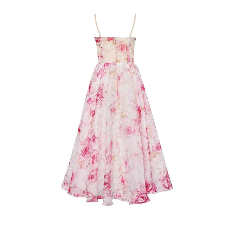 Luna - Mouwloze Midi Jurk met Bloemenprint en Spaghettibandjes