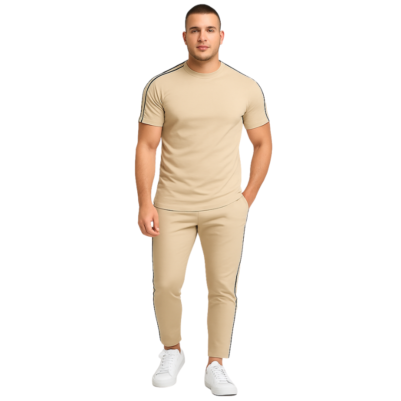 Steven – Losvallende 2-delige Set met T-shirt en Broek met Zijstreep en Zakken